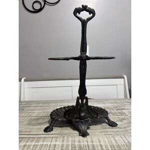 Vintage Cast Iron Royal Brand Umbrella Holder Hand Towel Rack Shell Victorian